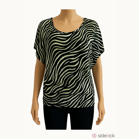 Rue 21 casual zebra print top blouse XL short dropped sleeves multicolored - Picture 1 of 12